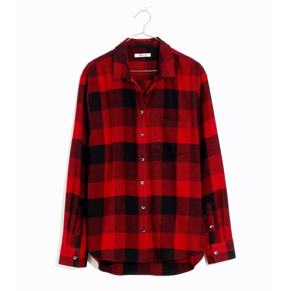 MADEWELL Buffalo Plaid Flannel Shirt with Side Buttons - Picture 5 of 6